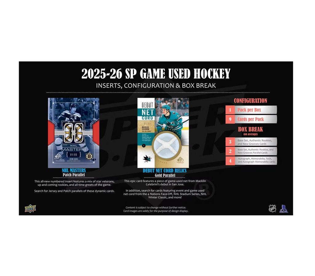 2025-26 Upper Deck SP Game Used Hockey Hobby 20-Box Case