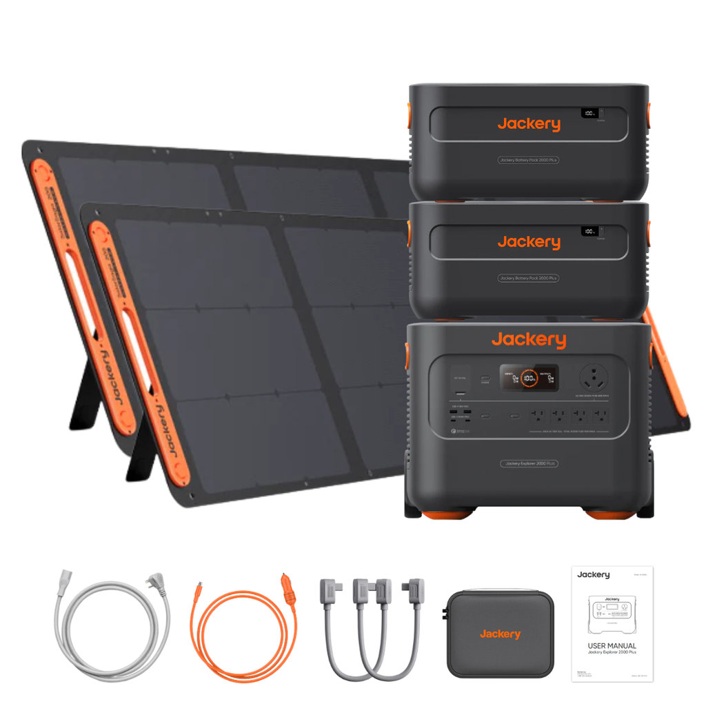 Jackery Explorer 2000 Plus Solar Generator Kit (6kWh) + 2 x SolarSaga 200W Portable Solar Panel