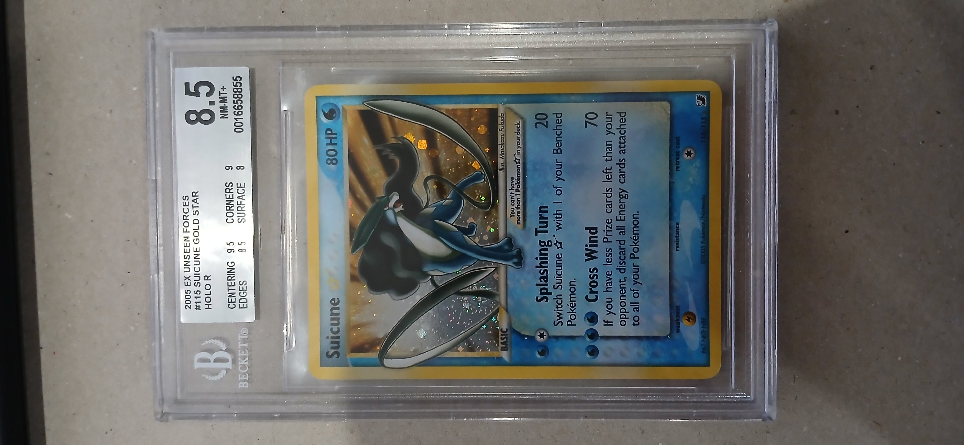 Pokemon: BGS 8.5 EX Unseen Forces Gold Star Suicune Holo