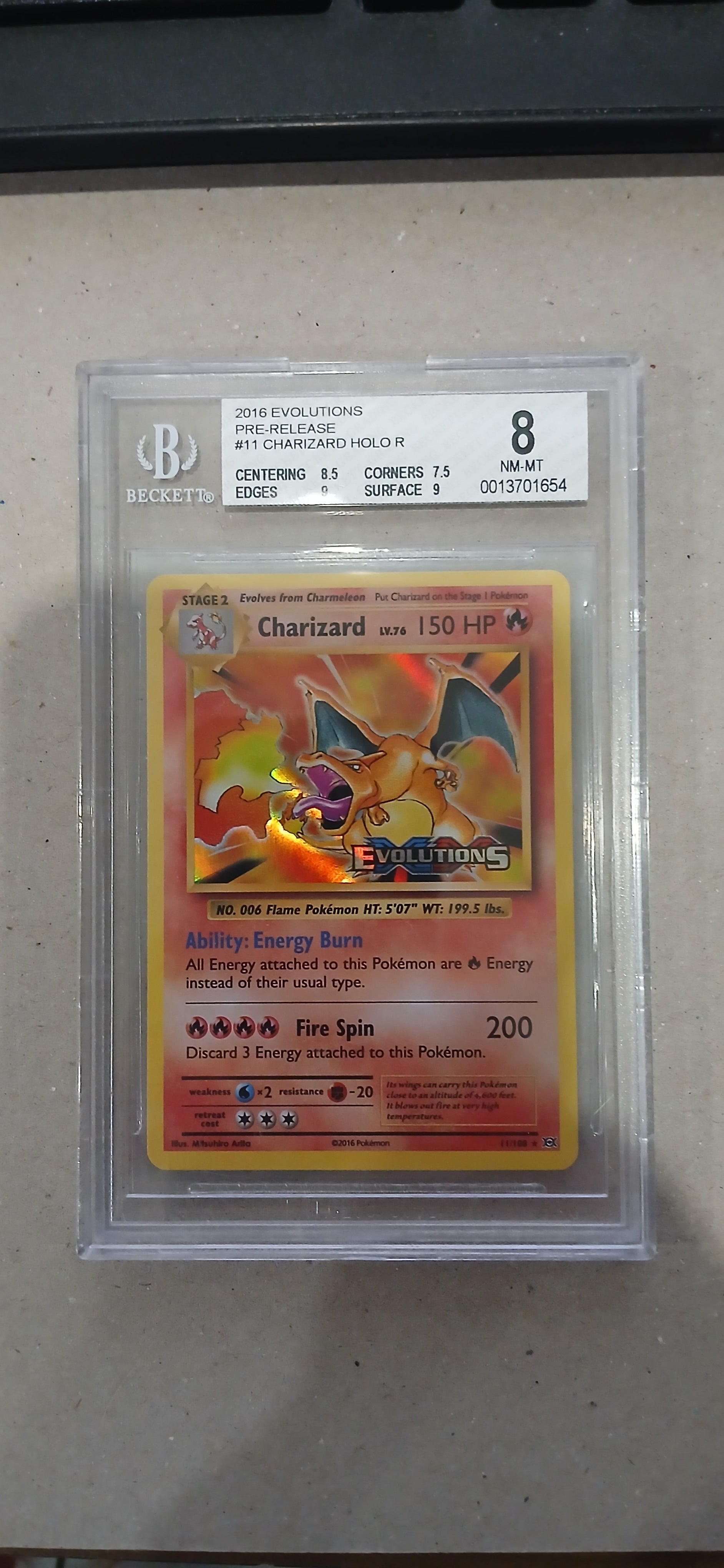 Pokemon: BGS 8 2016  Evolutions Pre-Release Charizard