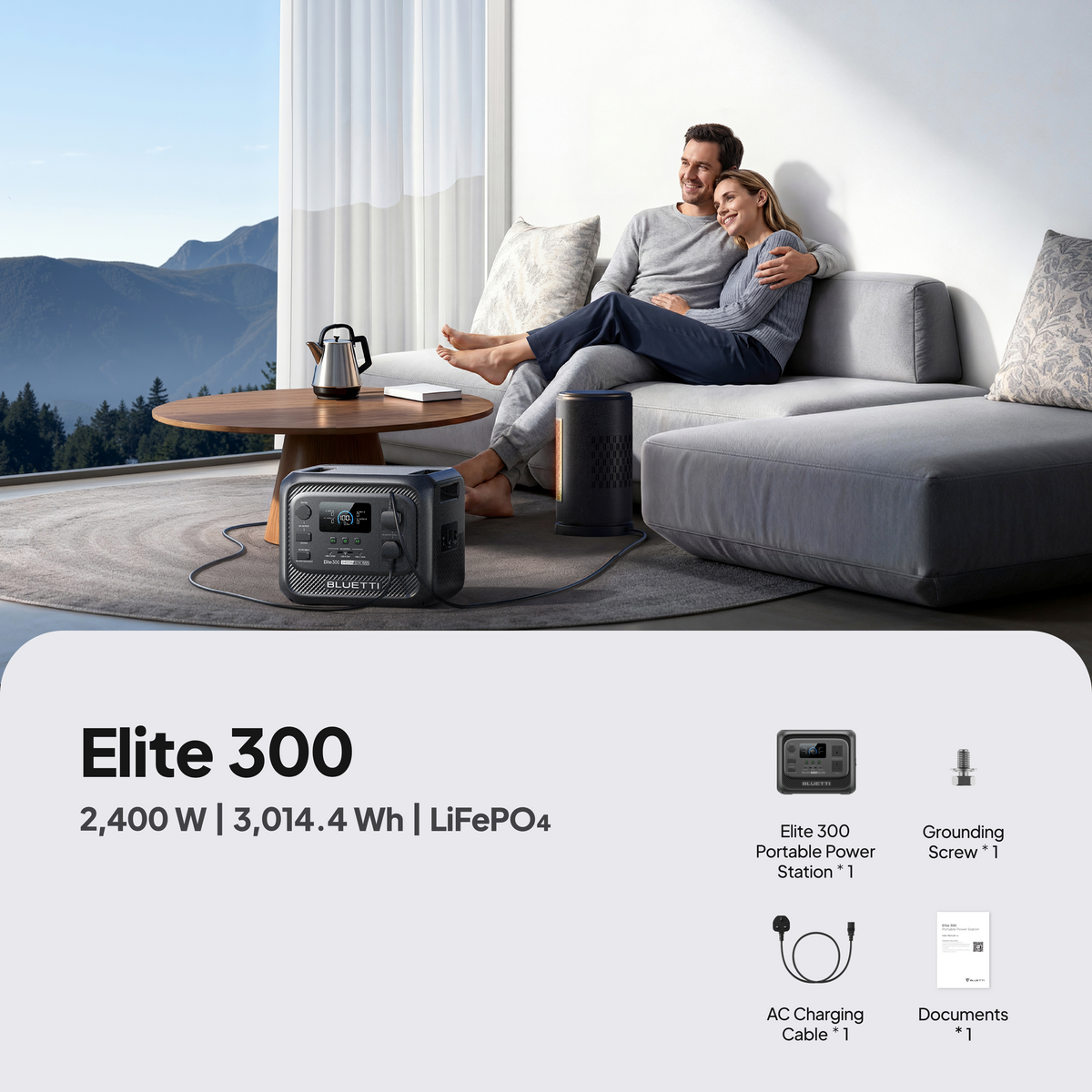 BLUETTI Elite 300 Portable Power Station | 2,400 W 3,014.4 Wh