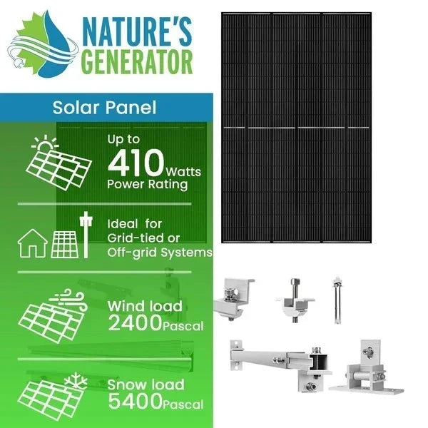 Natures Generator 2 x 410 Watt Monocrystalline Solar Panel  With Solar Panel Mount Rack