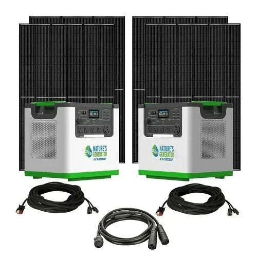 Natures Generator 2 x Lithium 3600 Solar Generator With 4 x 410W Monocrystalline Solar Panel