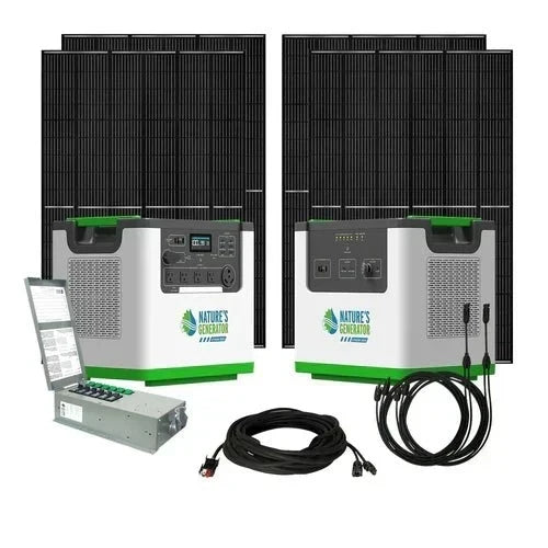 Natures Generator Lithium 3600 With Power Pod + 4 x 410W Monocrystalline Solar Panel + Transfer Switch