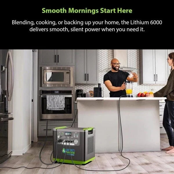 Natures Generator Lithium 6000 Solar Generator With 410W Rigid Solar Panels + Wind Turbine
