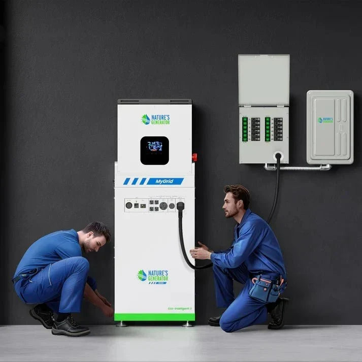 Natures Generator MyGrid 10k + Solar Battery + 12 x 410W Rigid Solar Panels + 50A Manual Transfer Switch + GFCI Box + Smart Plug